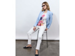 T-Shirt manches courtes 100% coton imprimé placé BLANC Femme