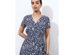 Robe midi imprimé à fleurs MARINE