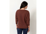 Pull épais en mélange coton uni décoré MARRON Femme