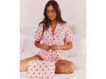 Chemise en jersey côtelé avec motifs cœurs et coccinelles