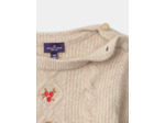 Pull en maille torsadée brodé