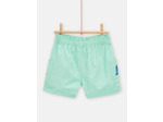 Short vert d'eau avec broderies fleuries pour fille