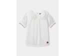 Blouse blanche à col noué et manches bouffantes Fille