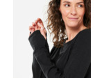 T-shirt manches longues yoga doux en coton, noir