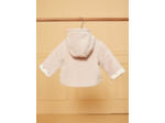 Veste de naissance à capuche beige en velours