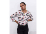 Top manches 3/4 imprimé ECRU Femme