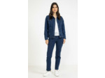 Veste denim brut avec strass fleurs
