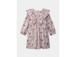 Robe imprimé fleuries avec volants aux épaules et manches longues Fille