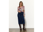 Jupe longue en denim unie MARINE