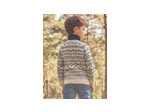 Gilet zippé écru pour garçon, avec col et motif jacquard