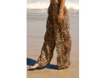 Pantalon fluide élaqstiqué en coton à imprimé léopard,Pantalon fluide élaqstiqué en coton à imprimé léopard;${refinementColor}