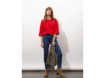 Top manches 3/4 uni ROUGE Femme