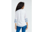Blouse boutonnée uni avec broderie