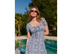 Robe courte imprimé à fleurs BLEU