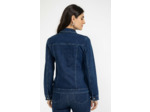 Veste denim brut avec strass fleurs