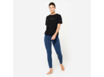 Legging de yoga doux taille haute femme, bleu marine
