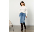 Pull épais contenant de la laine rayé BLANC Femme