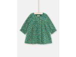 Robe bleu pétrole à imprimé fleuri pour bébé fille