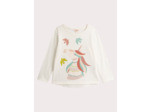 T-shirt écru animation licorne avec glitter pour fille