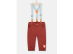 Pantalon havane à bretelles pour bébé garçon