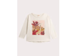 T-shirt écru animation girafe et sequins pour fille