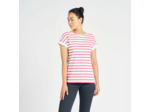 T-shirt manches courtes - marinière de voile sailing 100 femme ecru rose
