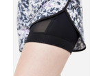 Short de fitness double couche femme, imprimé violet