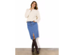 Jupe midi uni BLEU CLAIR
