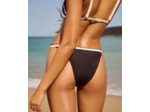 Maillot de bain tanga avec bordures en crochet blanc