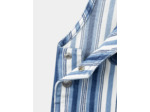 Salopette longue bleu et blanc en denim à imprimé à rayures