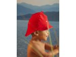 Chapeau de bain anti-UV rouge réversible à animation pinces 3D
