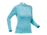 T-shirt mérinos manches longues col zip - mt500 - femme