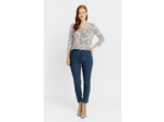 T-Shirt Col Mao Imprime Fleuri