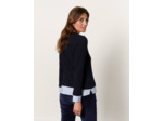 Pull fin bi-matière uni décoré MARINE Femme