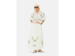 Jupe mi-longue à motif floral brodé