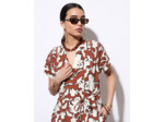 Robe courte imprimé à fleurs MARRON