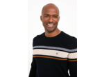 Pull col rond rayé beige stripe