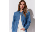 Chemisier manches longues uni BLEU Femme