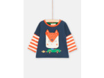 T-shirt bleu outremer à poche renard pour bébé garçon