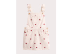 Robe écru en velours côtelée avec cœurs brodés pour fille