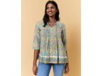 Blouse manches 3/4 imprimé à fleurs VERT PALE Femme