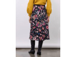 Jupe midi imprimé à fleurs NOIR