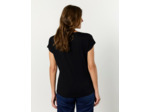 T-Shirt manches courtes uni décoré NOIR Femme