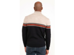 Pull col rond rayé brique