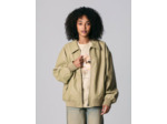 Veste bombers en matière enduite beige kaki