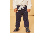 Pantalon bleu marine avec ceinture à imprimé fleuri