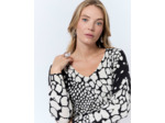 Pull fin en mélange cachemire imprimé ECRU Femme