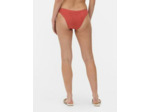 Bas de bikini échancré en tissu froncé à rayures