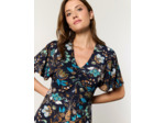 Robe midi imprimé à fleurs MARINE