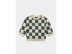Ensemble sweat à carreaux écru et vert avec legging marron Bébé Garçon